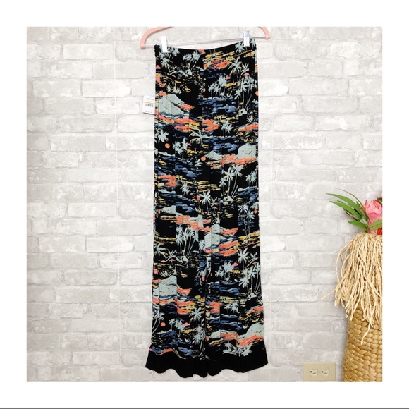 NWT Free People | Black Combo Blue Lagoon Print Pants Size Small - Picture 3 of 12
